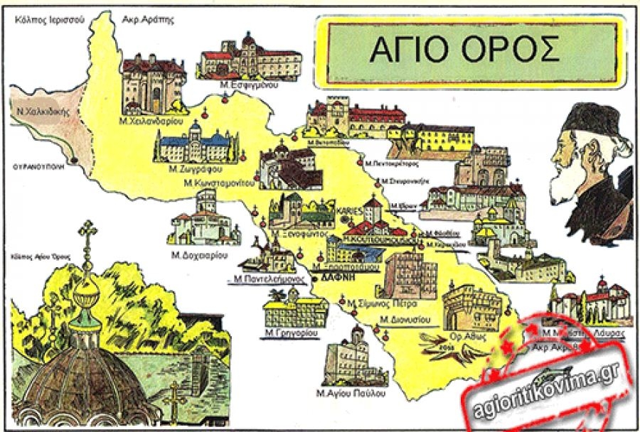 Карта афонских монастырей