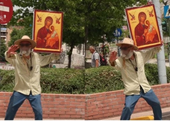 ΛΑΡΙΣΑ: Άντρας βγήκε στους δρόμους της κρατώντας την εικόνα της Παναγίας
