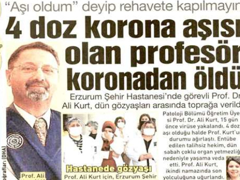 Τουρκία: Πέθανε τετραπλά εμβολιασμένος καθηγητής Παθολογίας από κορονοϊό