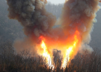 A view shows a missile fired by the North Korean military at an undisclosed location in this image released by North Korea's Central News Agency (KCNA) on March 20, 2023. KCNA via REUTERS    ATTENTION EDITORS - THIS IMAGE WAS PROVIDED BY A THIRD PARTY. REUTERS IS UNABLE TO INDEPENDENTLY VERIFY THIS IMAGE. NO THIRD PARTY SALES. SOUTH KOREA OUT. NO COMMERCIAL OR EDITORIAL SALES IN SOUTH KOREA.