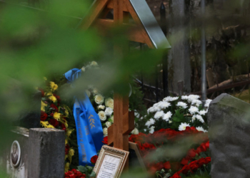A view shows the grave of Russian mercenary chief Yevgeny Prigozhin, who was killed in a plane crash last week, at the Porokhovskoye cemetery in Saint Petersburg, Russia August 29, 2023. REUTERS/Stringer