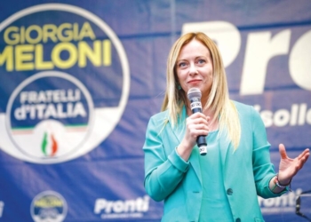 Electoral rally by Giorgia Meloni, leader of Fratelli d'Italia party, candidate for premier in the political elections. Turin, Italy - September 2021