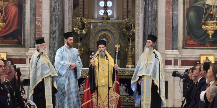 Δοξολογία για την επέτειο της 28ης Οκτωβρίου,  στην Μητρόπολη της Αθήνας παρουσία εκπροσώπων της κυβέρνησης, της Βουλής, της τοπικής αυτοδιοίκησης και της στρατιωτικής ηγεσίας, την Τρίτη 28 Οκτωβρίου 2025. (EUROKINISSI/ΓΙΩΡΓΟΣ ΚΟΝΤΑΡΙΝΗΣ)