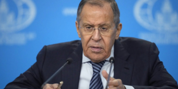Russian Foreign Minister Sergey Lavrov speaks at his annual news conference in Moscow, Russia, Wednesday, Jan. 18, 2023. (AP Photo/Alexander Zemlianichenko)