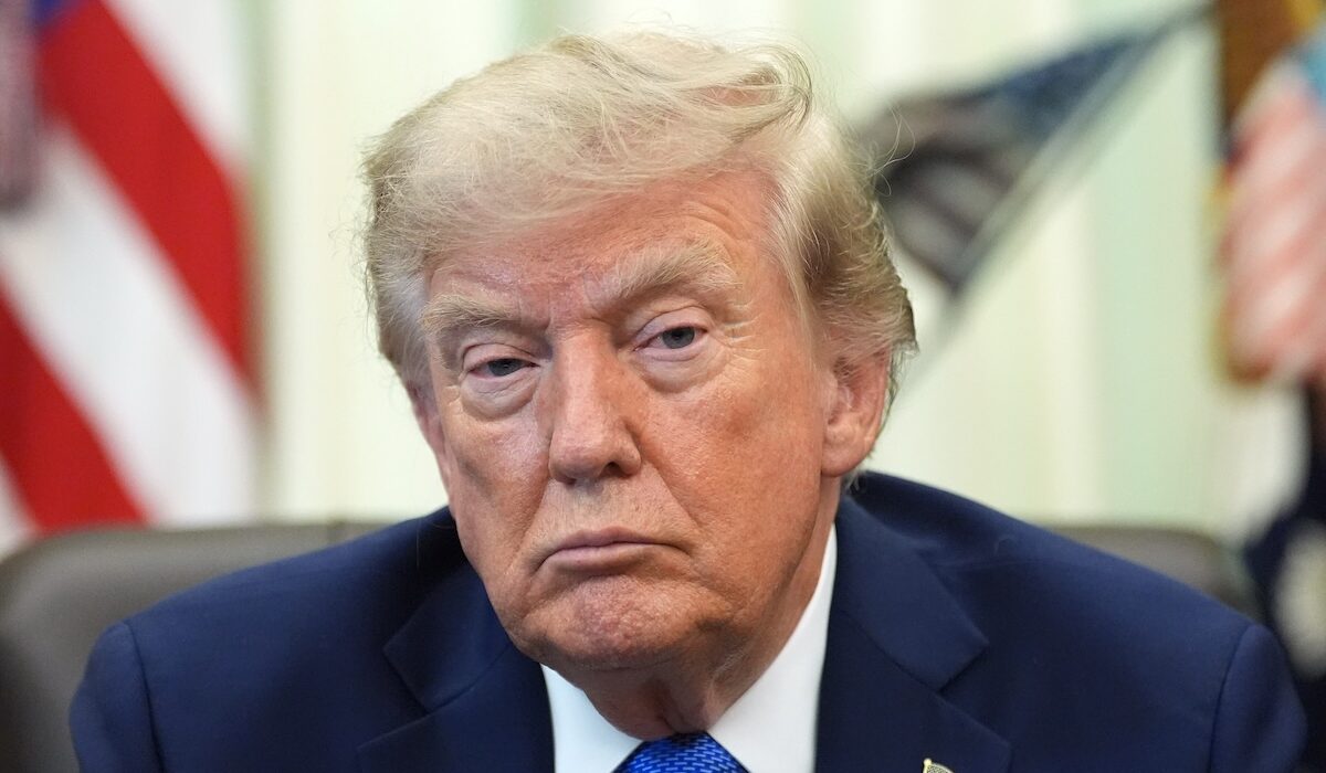 President Donald Trump speaks in the Oval Office of the White House, Thursday, Aug. 6, 2026, in Washington. (AP Photo/Alex Brandon)